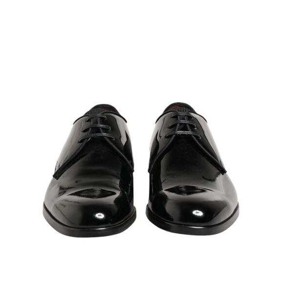 Dolce & Gabbana Black Calfskin Leather Derby Dress Men's Shoes - Picture 2 of 5